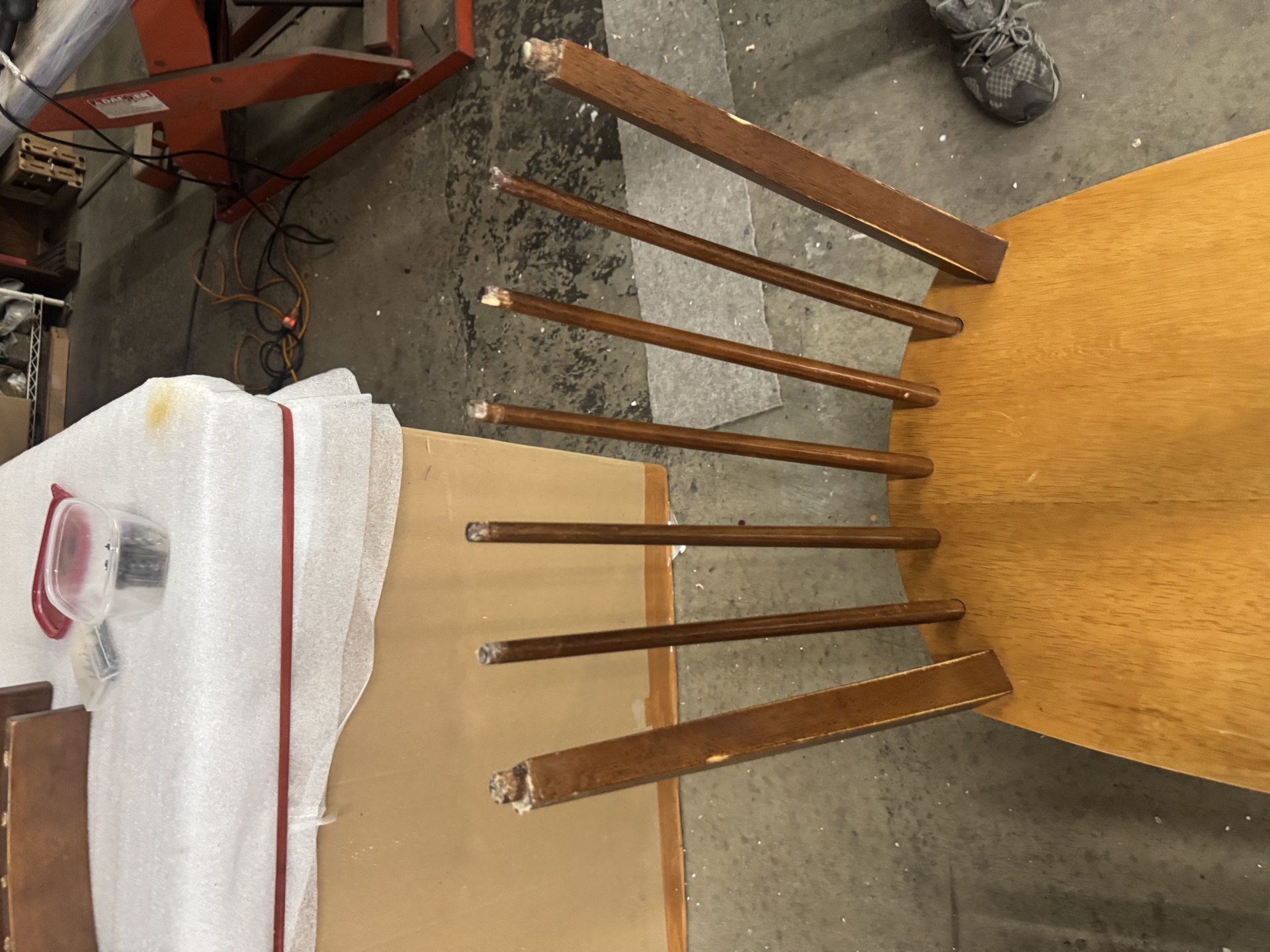 Broken chair frame before repair — Westchester County